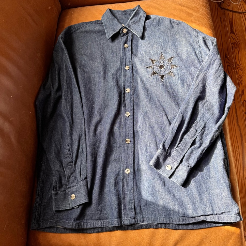 Boy London Dark Blue Denim Button-Up Shirt w Sun star unisex jean vintage